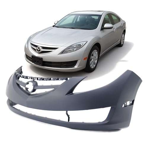 Image of FitParts Compatible with Mazda 6 2009-2013 Front Bumper Cover | Primed, With Fog Light Holes, Without Parking Sensor Holes, Sedan, Ready to Paint, OEM GSYL50031CBB, MA1000222