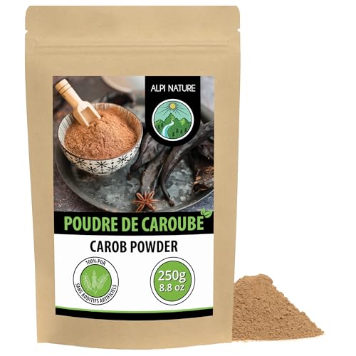 Alpi Nature Caroube Poudre 250g, Gousses de Caroube Séchées et Moulues, Edulcorant Naturel pour Pâtisserie
