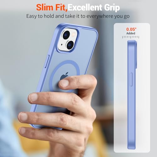 Image of SUPFINE Magnetic for iPhone 15 Case (Compatible with MagSafe) (Military Grade Drop Protection) Slim Translucent Matte Shockproof with Anti-Fingerprint Phone Case, Blue Purple
