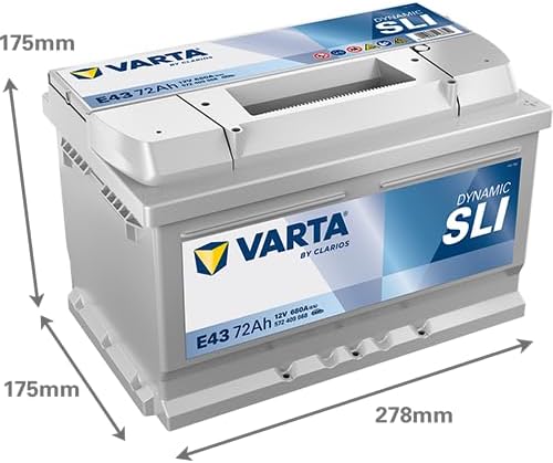 Varta Blue Dynamic E43 Car Battery with dimensions