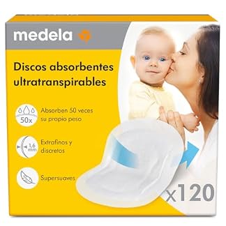 Medela discos absorbentes respirables para la lactancia, diseño discreto para un uso cómodo, paquete de 120, Exclusivo en Amazon