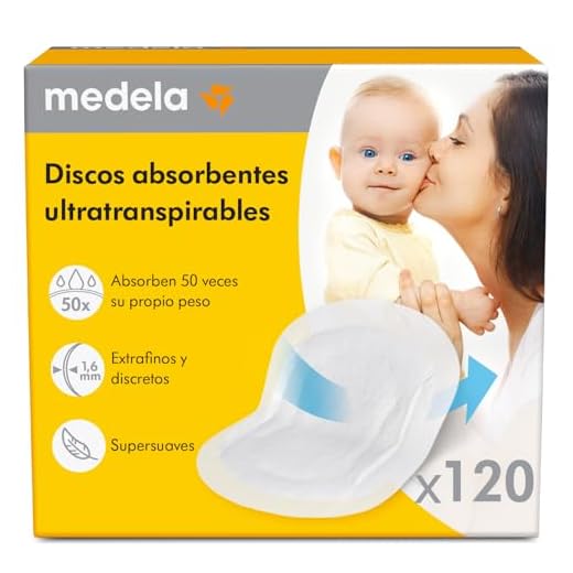 Medela discos absorbentes respirables para la lactancia, diseño discreto para un uso cómodo, paquete de 120, Exclusivo en Amazon