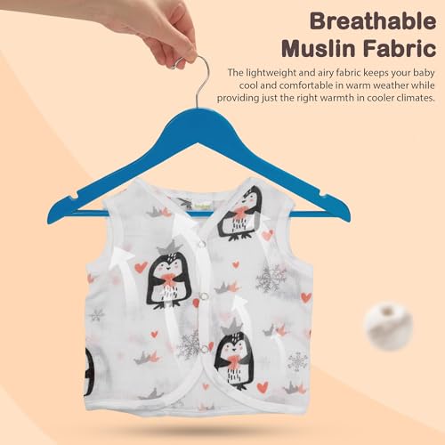 Image of BAYBEE 100% Organic Cotton Muslin Button Jablas | Sleeveless Baby Vest Jabala Pack (Assorted, Age 9-12 Months, 5 Pieces)