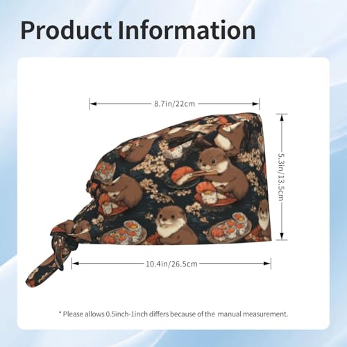 Image of Working Cap Scrub Cap with Sweatband Adjustable Unisex Tie Back Hat for Cleaning Farm Nursing