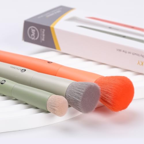 KINGMAS 3Pcs Foundation Brush Contour Concealer Brush Set, Under Eye & Blusher Brush Face Kabuki Makeup Brushes - Thumbnail 2