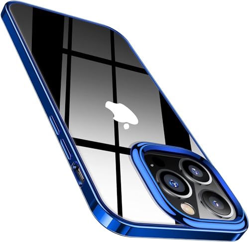 TORRAS Crystal Clear for iPhone 13 Pro Max Case, [Long Lasting Clarity] Ultra-Thin Slim Fit for 13 Pro Max Phone Case, Soft Silicone Cover Phone Cases for iPhone 13 Pro Max 6.7 inch, Glossy Blue