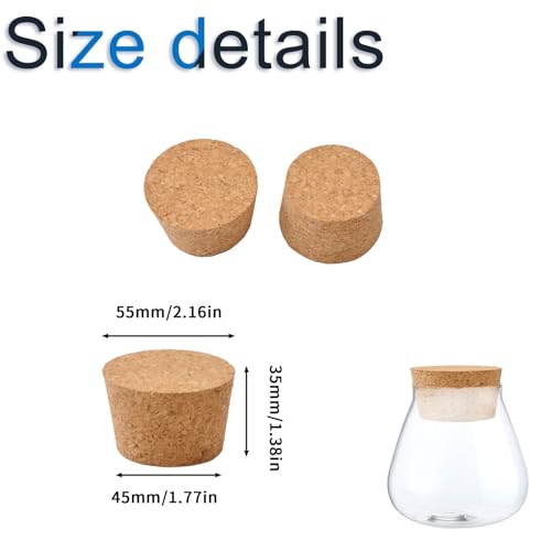 INCREWAY Konische Korkstopfen, 5 Stück, konischer Weinflaschenverschluss aus Holz, Ersatzkorken für Weinflaschen, Glasflaschen, 55 x 45 x 35 mm