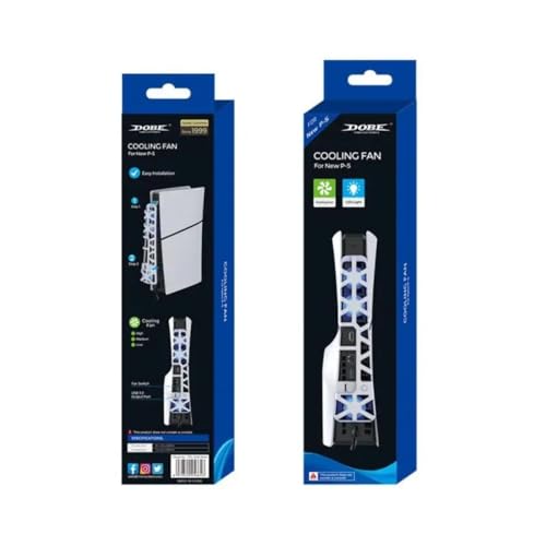 Dobe Cooler Externo Ventilador Fan USB Com LED Para PS5 SLIM Disco e Digital, 3 Ventiladores, Design