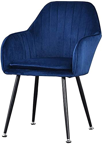 Lujoso sofá de terciopelo azul con patas de metal, elegante sillón para comedor y sala de estar, cómodo asiento y respaldo, diseño moderno (patas negras)