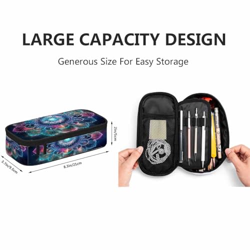 Image of Yekiua Mandala Pencil Pouch Abstract Tribal Ancient Geometric Star Galaxy High Capacity Pencil Case Stationary Bag Cosmetics Bag Colorful
