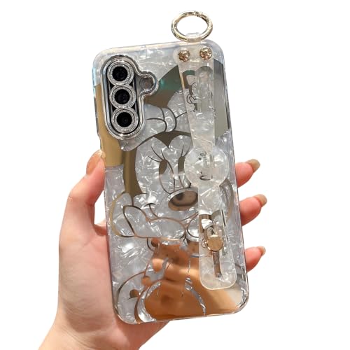 Meishangmei for Samsung Galaxy A17 5g Case with Wrist Strap Kickstand Glitter Bling Cute Cartoon Pattern Design Sparkle Soft Durable Shockproof Protective Case for Girls and Women - Minnie