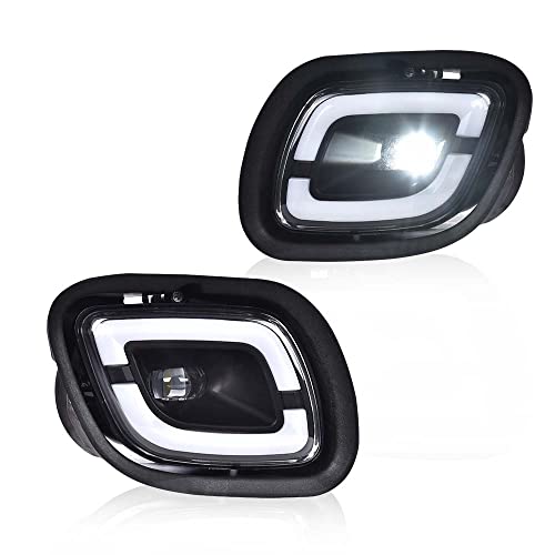 CNNELL LED Fog Lights Compatible with Freightliner Cascadia 2008 2009 2010 2011 2012 2013 2014 2015 2016 2017 Driver & Passenger Side Fog Lamps Clear Lens Black Housing