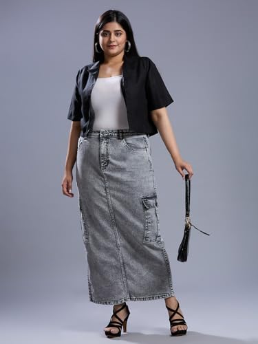 Image of TURNING BLUE Womens Plus Size Grey Straight fit Cargo Skirt