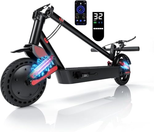 HX D06 Patinete Eléctrico para Adultos Plegable, Motor de 500 W, Batería de 16/25Ah, Autonomía de 40 a 70 km, 25 KM/H, Amortiguadores Dobles Delanteros y Traseros, LCD, App, Desplazamientos Diarios