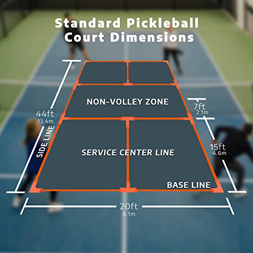 A11N Pickleball Court Marking Kit - Temporary Pickleball Boundary Lines in Standard Court Dimensions, No Measurement Required, Neon Orange - Thumbnail 2