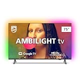 Smart TV Philips Ambilight 75" 4K 75PUG7908/78, Google TV, Comando de Voz, Dolby Vision/Atmos, VRR/ALLM, Bluetooth