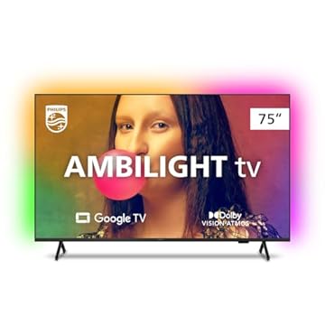 Smart TV Philips Ambilight 75" 4K 75PUG7908/78, Google TV, Comando de Voz, Dolby Vision/Atmos, VRR/ALLM, Bluetooth