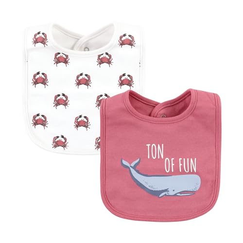 Image of Hudson Baby Unisex Baby Cotton Bibs, Girl Whale Shark, One Size