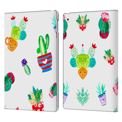 Étui portefeuille en cuir pour iPad 10.2 avec design cactus Haroulita