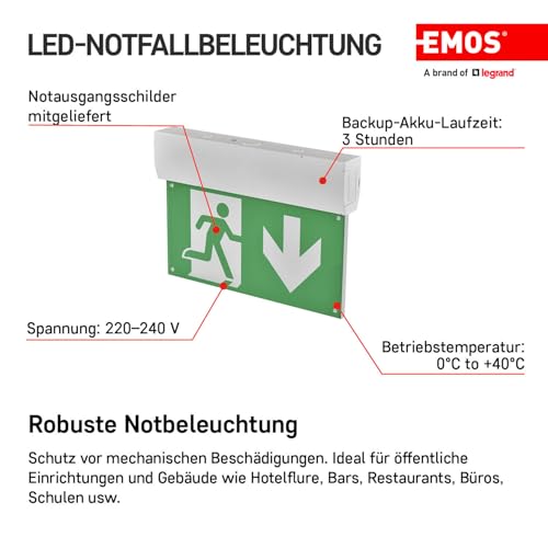 Éclairage de secours LED EMOS pour balisage de plafond et évacuation