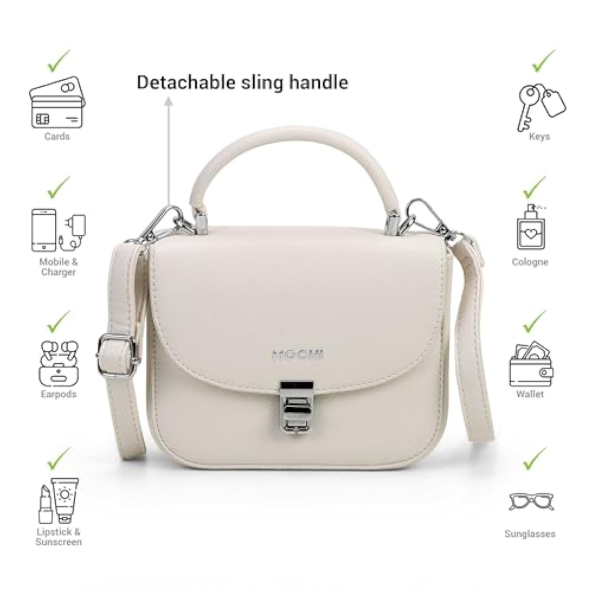 Women Casual PU Hard Body Sling Bag, Lock Closure