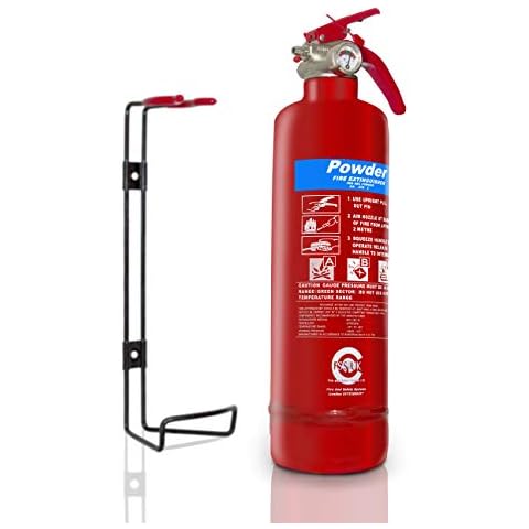FSS UK Plus 1 KG ABC Dry Powder FIRE Extinguisher. Fully CE Marked. Ideal for Homes Kitchen Workplace Offices Cars Vans Taxi CABS Vehicles Trucks Warehouses GARAGES Hotels Restaurants Cover