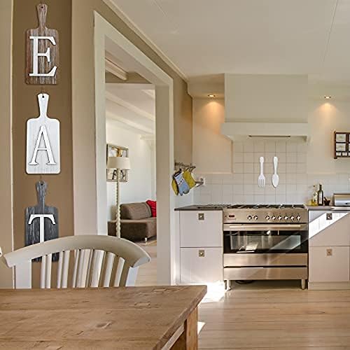 Miniatura 7 de Jetec Juego de letreros de mesa de cortar de 15 x 6 pulgadas para colgar en madera, tenedor y cuchara, decoración de pared, decoración de cocina,