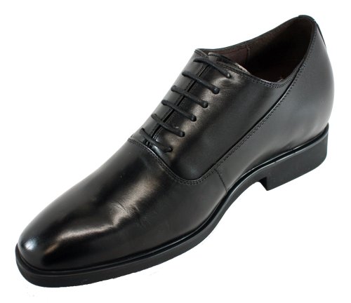 CALTO Men's Invisible Height Increasing Elevator Shoes - Black Premium Leather Lace-up Formal Dress Oxfords - 3 Inches Taller - G8082 - Size 11.5 D(M) US2