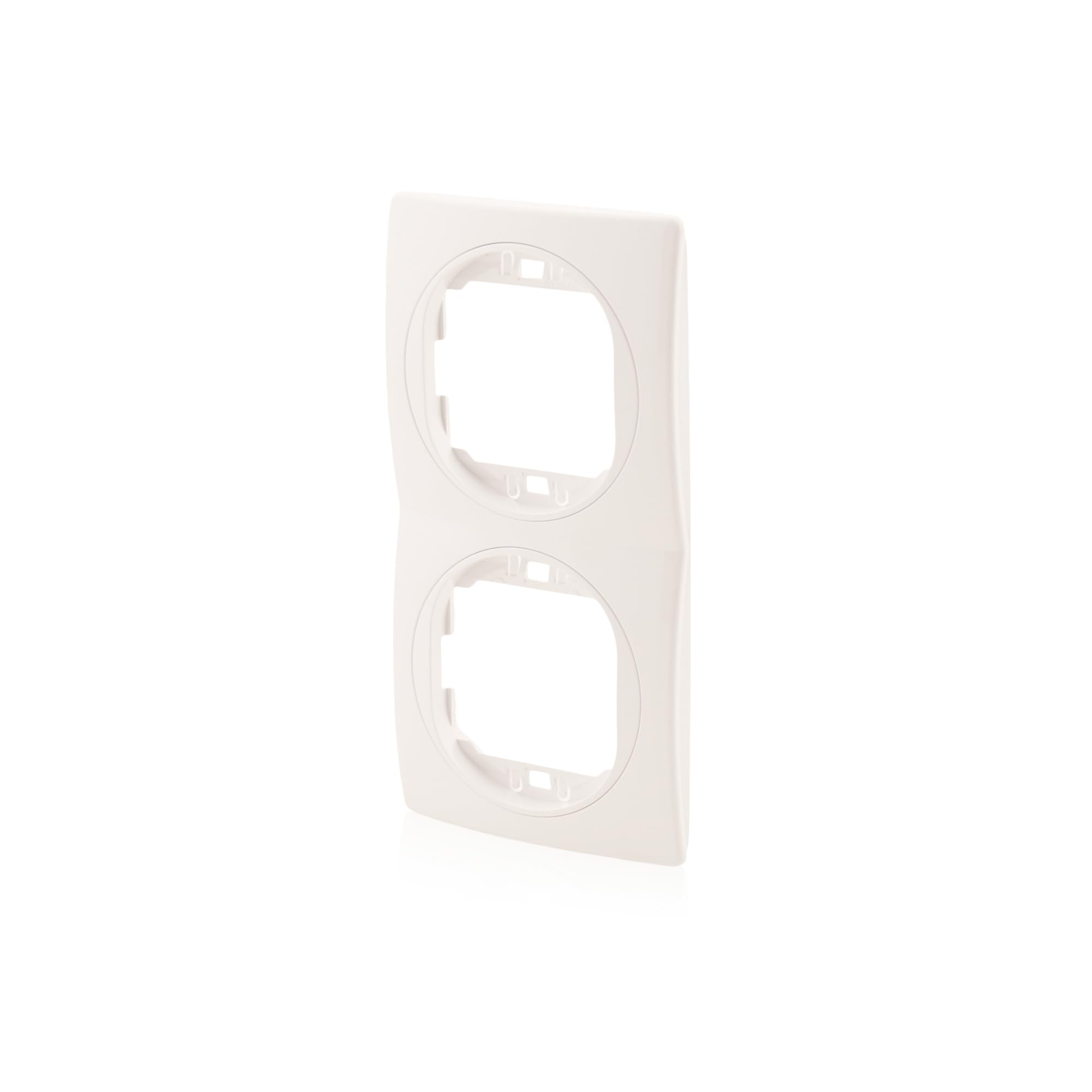 Set 2x Daten-Buchse Nobilis, Weiß, 2-fach 2xRJ45 Cat 6 FTP, Ø 60mm & 2er Rahmen, Weiß vertikal 80x151mm