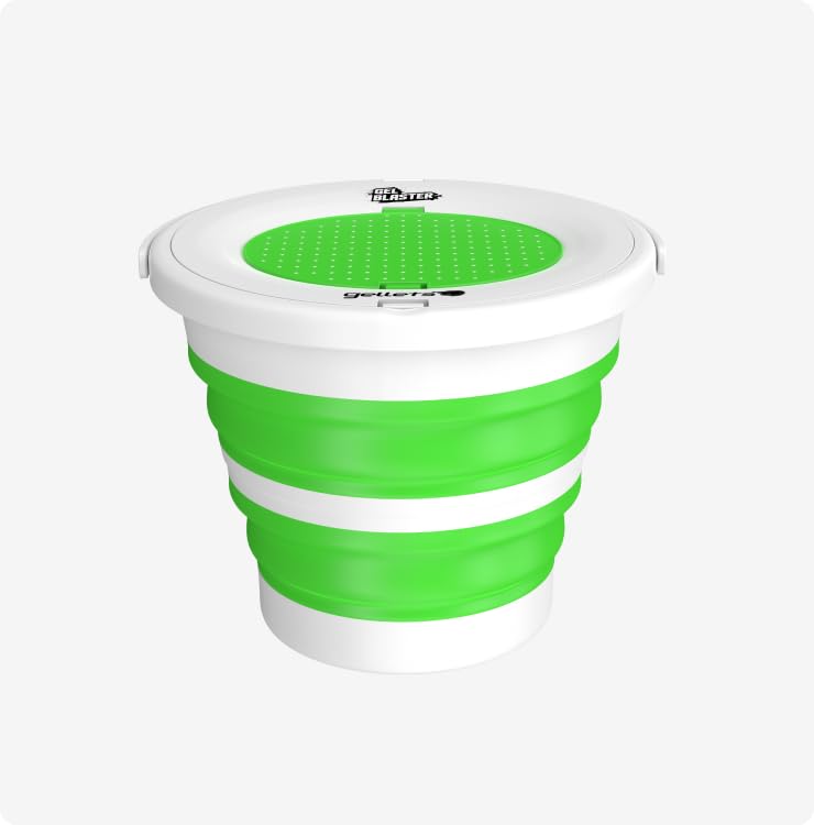 Gel Blaster Collapsible Ammo Tub 1.5 Gallon Bucket with Built-in Strainer Lid & Handle Holds 15 000+ Gellets Portable Storage for Gel Ball Ammo