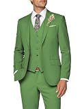 Wangyue - Traje de 3 piezas ajustado para hombre, traje formal de negocios, boda, novio, graduación, esmoquin, cena, fiesta, Verde, Large