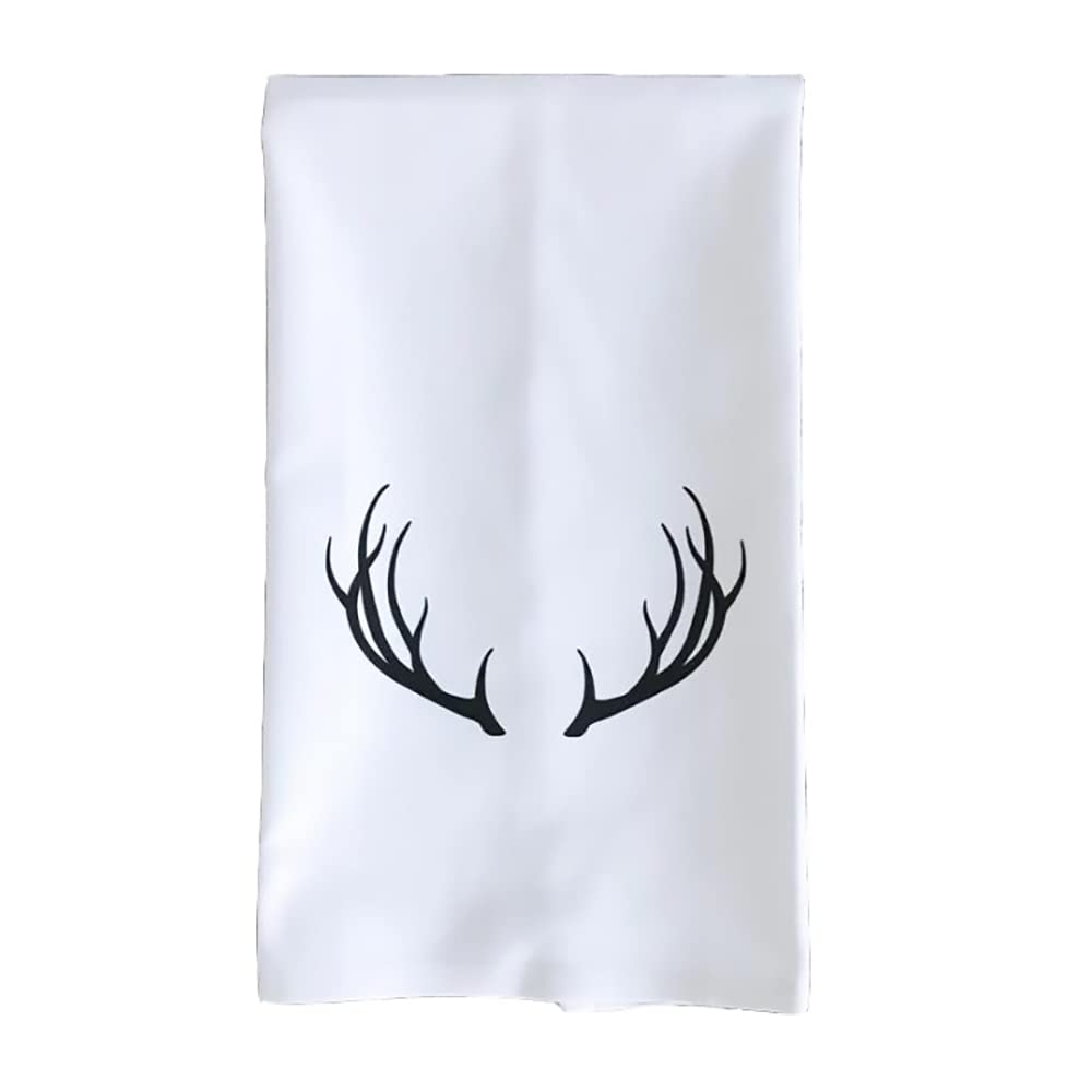 YJQGOL Tea Towel Flour Sack Towel Black Antlers Napkin Mouth Cloth Dish Towels Kitchen Decor 16" x 16"(40x40cm) Color:Black Antlers