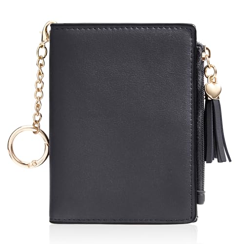 Image of Gostwo Small Wallets for Women, Stylish Womens Wallet with ID Window, Zippered Coin Pocket and Tassel. Cute RFID Wallet for Women, ideal for Teen Girls, Commuters, and Women for Daily Use