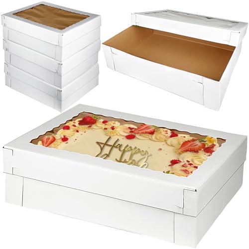 KEEPARTY 5 PCS 20x14x5 Inches Large Sheet Cake Boxes with