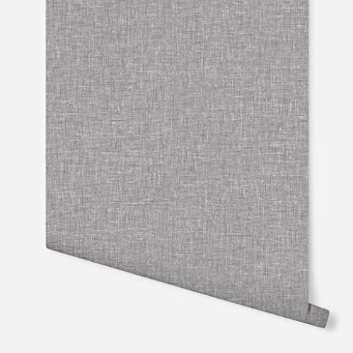 Arthouse Mid Grey Textured Linen Wallpaper - Subtle Sheen Bounces Light Back Into The Room - Designed to Look Like Fabric - Feature Wall or All Over - Great Wallpaper Choice for Any Room - 676007