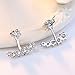 Ear Jacket Cuff Earrings Set Sterling Silver Front Back 2 in 1 with CZ Pearl