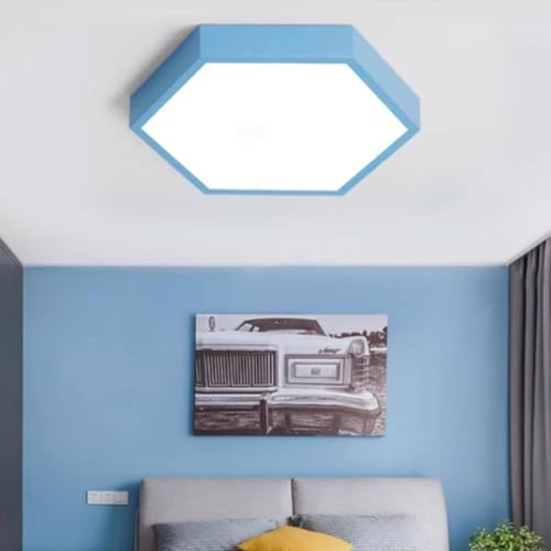 Plafonnier LED dimmable hexagonal noir moderne de 30cm avec sa télécommande chic - 7