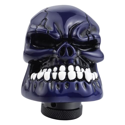 Abfer Skull Shift Knobs Car Gear Shifter Knob with Big Tooth Stick Shifting Lever Fit Most Automatic Manual Transmission Cars Truck Vehicle (Blue)