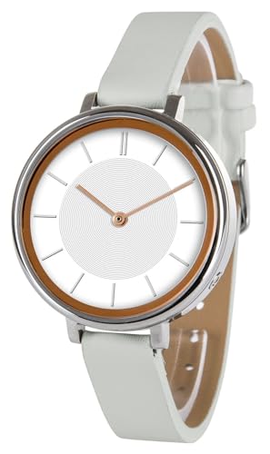 Preisvergleich Produktbild Zeit-Bar Funk-Armbanduhr Damen, Edelstahl-Gehäuse, Echtleder-Uhrband