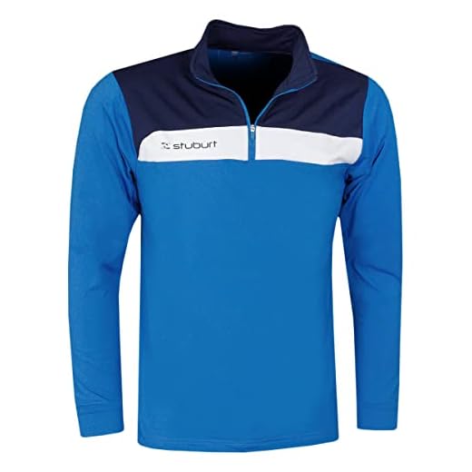 Stuburt Golf SBTOP1122 herr utvecklar extrem halv dragkedja mellanlager termisk & andningsbar sport golf topp jacka coa Kungsblå M