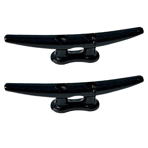 Laorde Dock Cleats 6 inch Galvanized Boat Cleats Cast Iron Marine Grade Rope Cleat for Mooring, Pier, Canoe, Nautical Maritime Decor, Tie Down (Black 2 Pack)