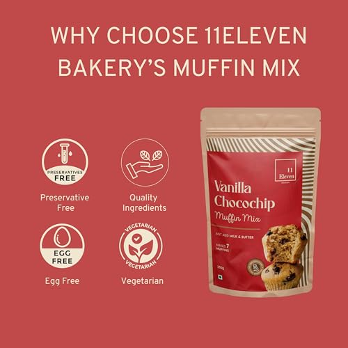 Image of 11Eleven Bakery Healthy Muffin Mix |Vanilla Chocochip, 230gm each Pack of 5 | Healthy Muffin Mix| Millet Muffin Mixes