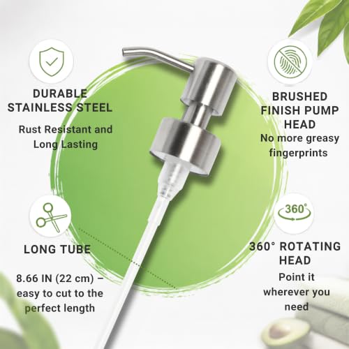 Image of Soap Dispenser Pump Head Replacement 28mm Stainless Steel Brushed