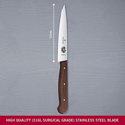 Victorinox Pointed Tip Carving Knife with 12 cm Blade and Rosewood Handle, Stainless Steel, Brown, 30 x 5 x 5 cm