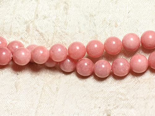 Perles de jade 10 mm rose pêche corail - pierre naturelle pour création bracelet et collier