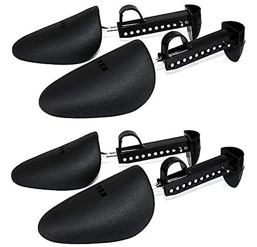 2 Pares de Zapatos de plástico Ajustables árbol estirador de Zapatos Ligeros Soporte práctico en Forma de Zapato de Longitud Ajustable Negra (Hombre)