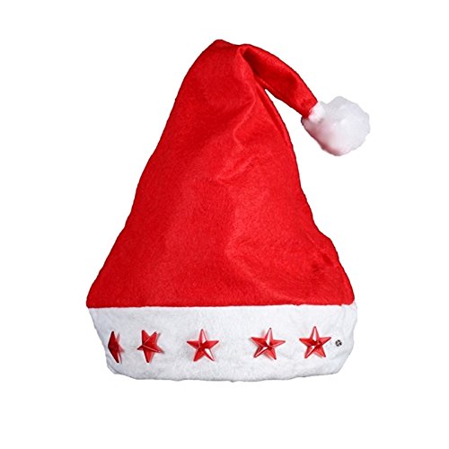 20 cappelli babbo natale con luci a led stelle