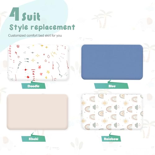 Image of 4 Pack Bassinet Sheets 21 inch x 35 inch, Compatible with Besrey, Foalom, MiClassic, Milliard and Large Bassinet Mattress, Soft and Skin-Friendly, Blue and Color Rainbow