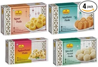 Haldiram's Nagpur Peda Combo Pack (Rajasthani Peda, Kesar Peda, Mathura Peda, Special Malai Peda) 250g x 4