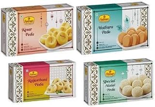 Haldiram's Nagpur Peda Combo Pack (Rajasthani Peda, Kesar Peda, Mathura Peda, Special Malai Peda) 250gm x 4, Milk